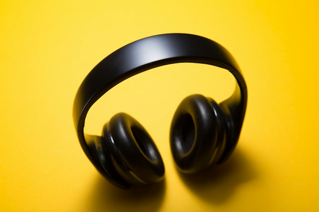 Headphones on a yellow background